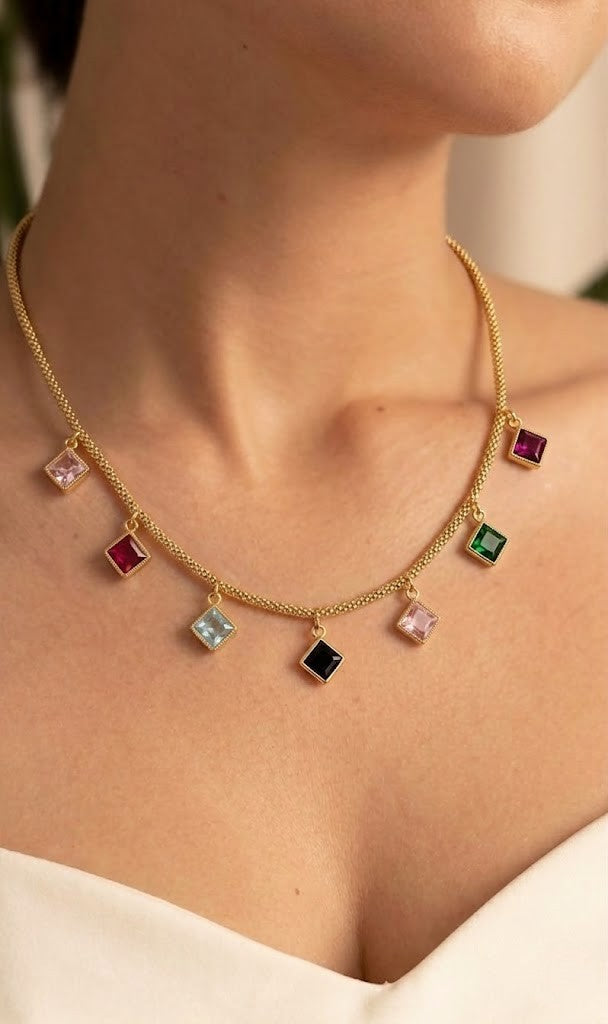 Gem Cascade Necklace - CHEXE LIFESTYLE PRIVATE LIMITED