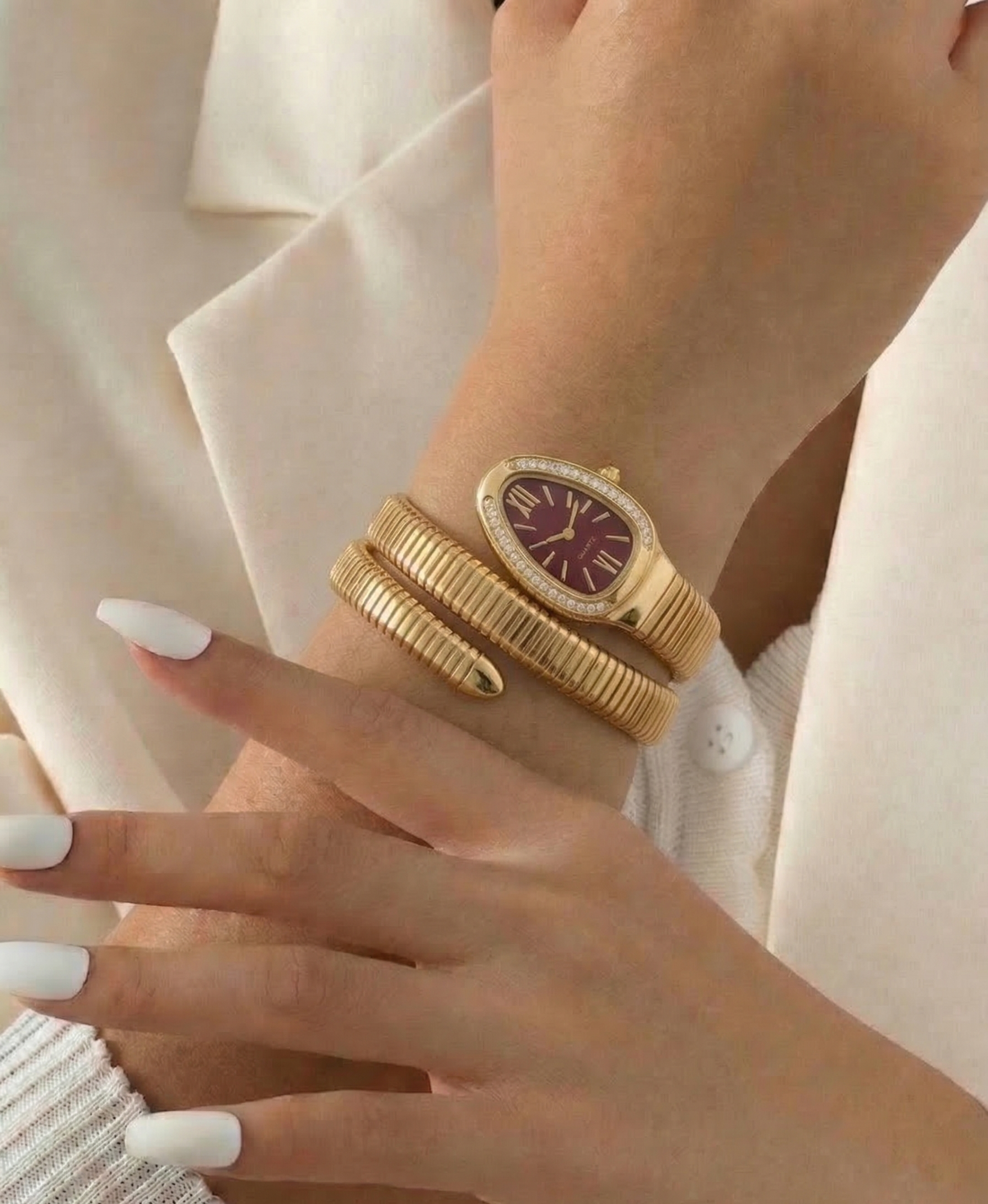 Snake Style Gold Bracelet Watch