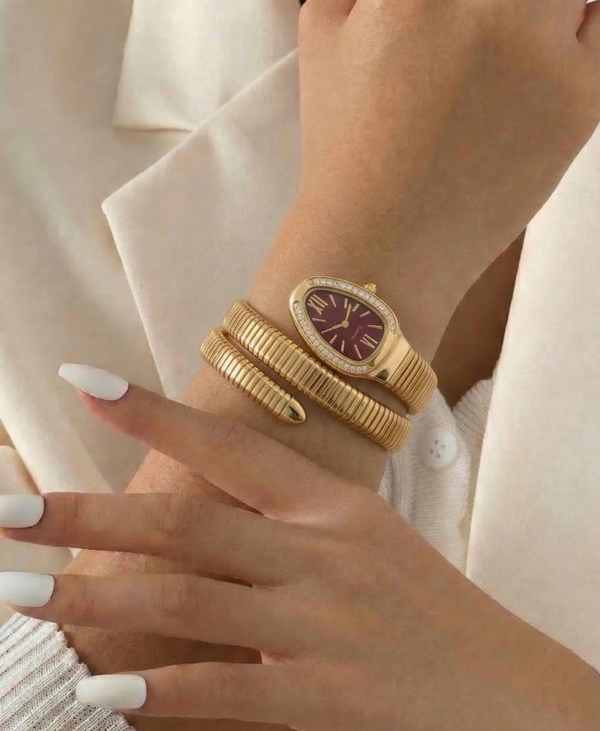 Snake Style Gold Bracelet Watch