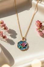Floral Enamel Pendant Chain