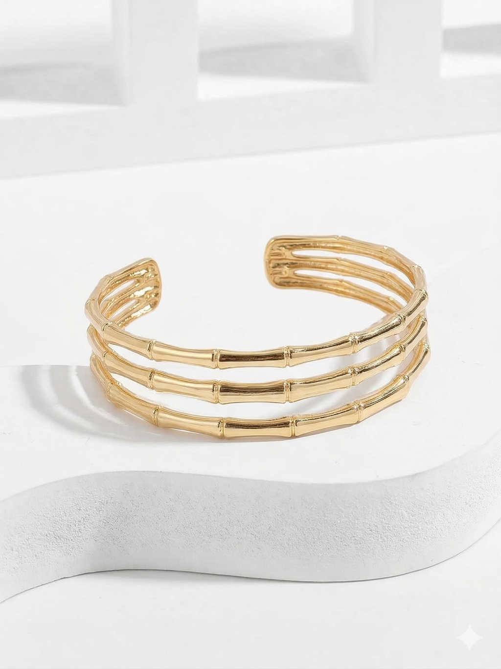 Ribbed Gold Layered Cuff