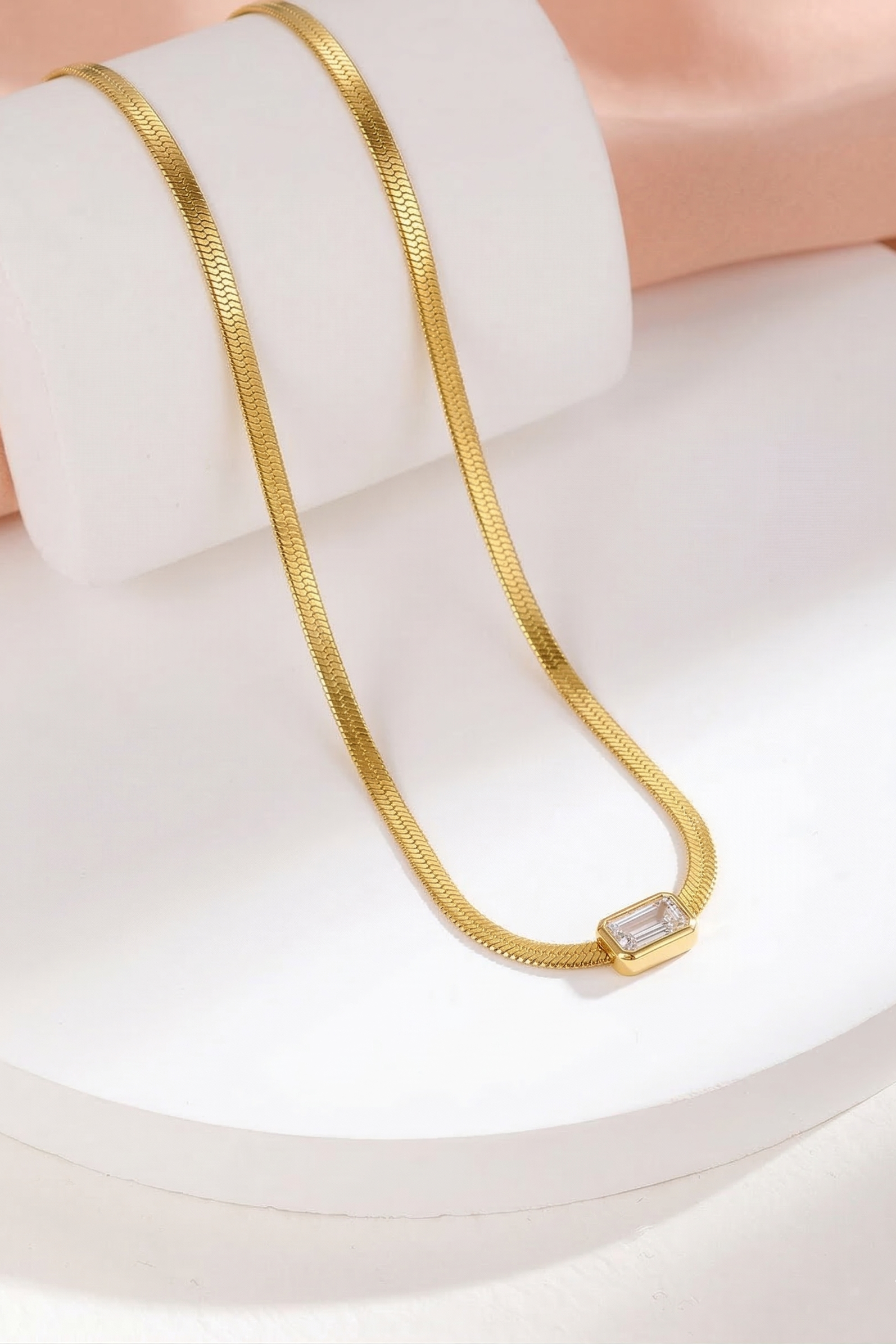 Classic Herringbone Crystal Chain Pendant