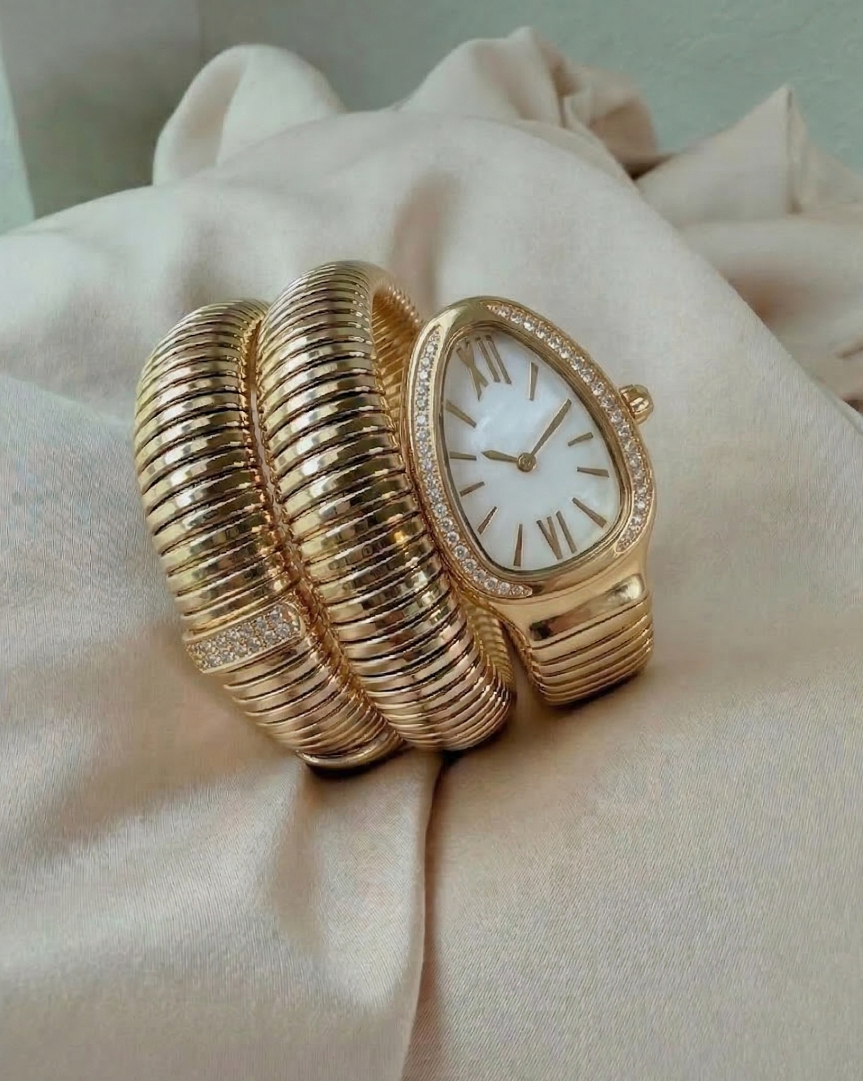 Golden Snake Wrap Bracelet Watch