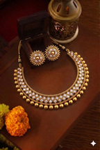 Gold-Plated Kundan Choker Set with Stud Earrings