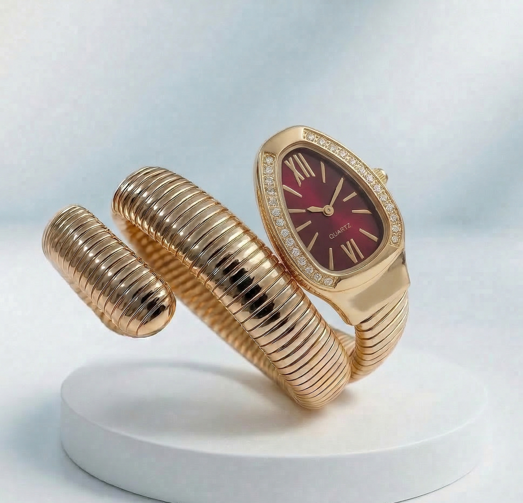 Snake Style Gold Bracelet Watch