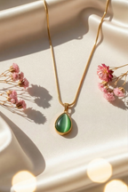Emerald Glow Teardrop Pendant - CHEXE LIFESTYLE PRIVATE LIMITED