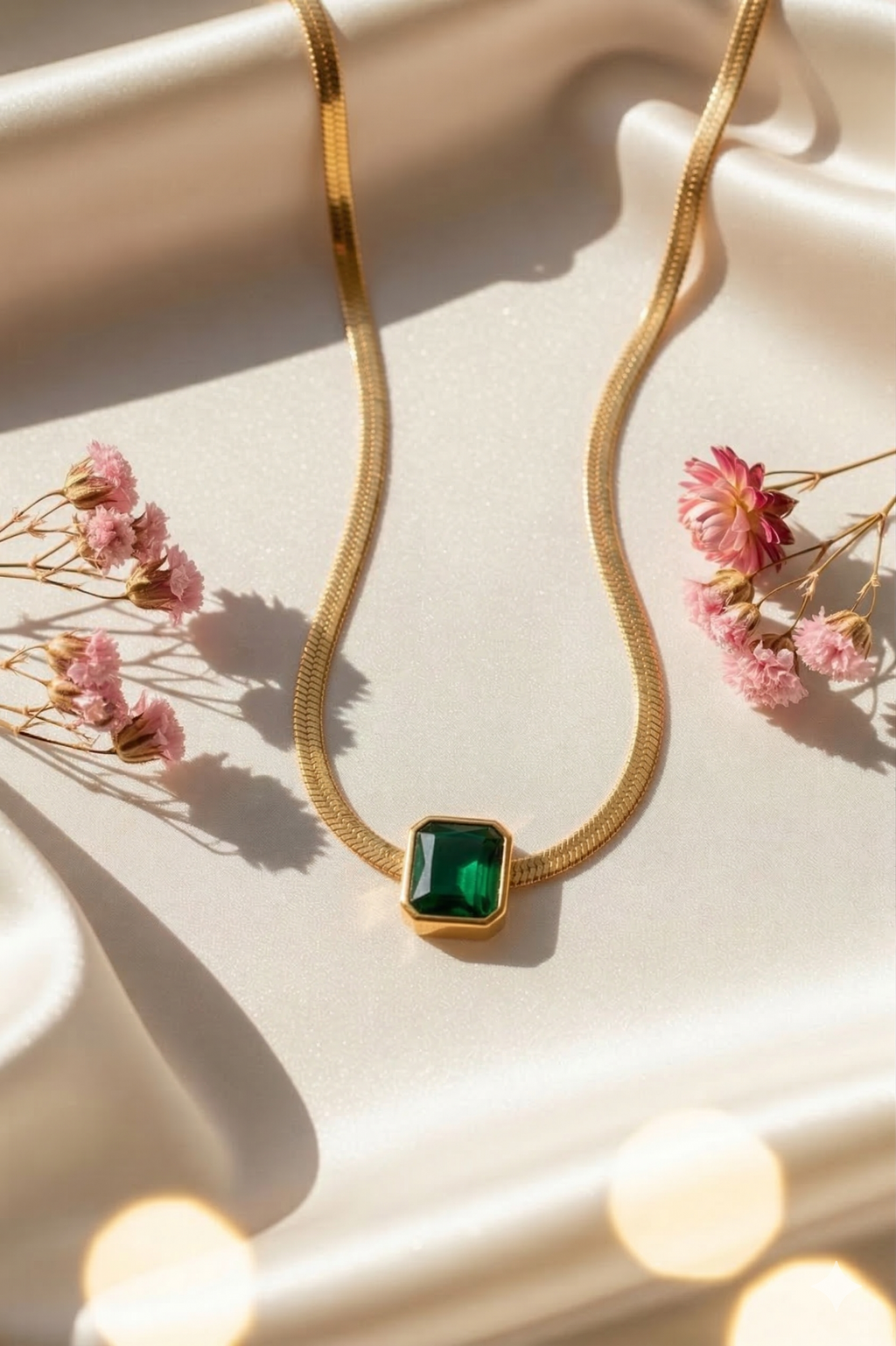 Emerald Aura Luxe Pendant Chain