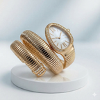 Golden Snake Wrap Bracelet Watch
