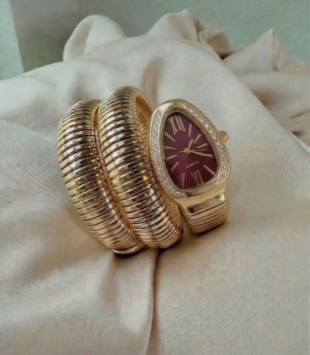Snake Style Gold Bracelet Watch