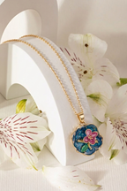 Floral Enamel Pendant Chain