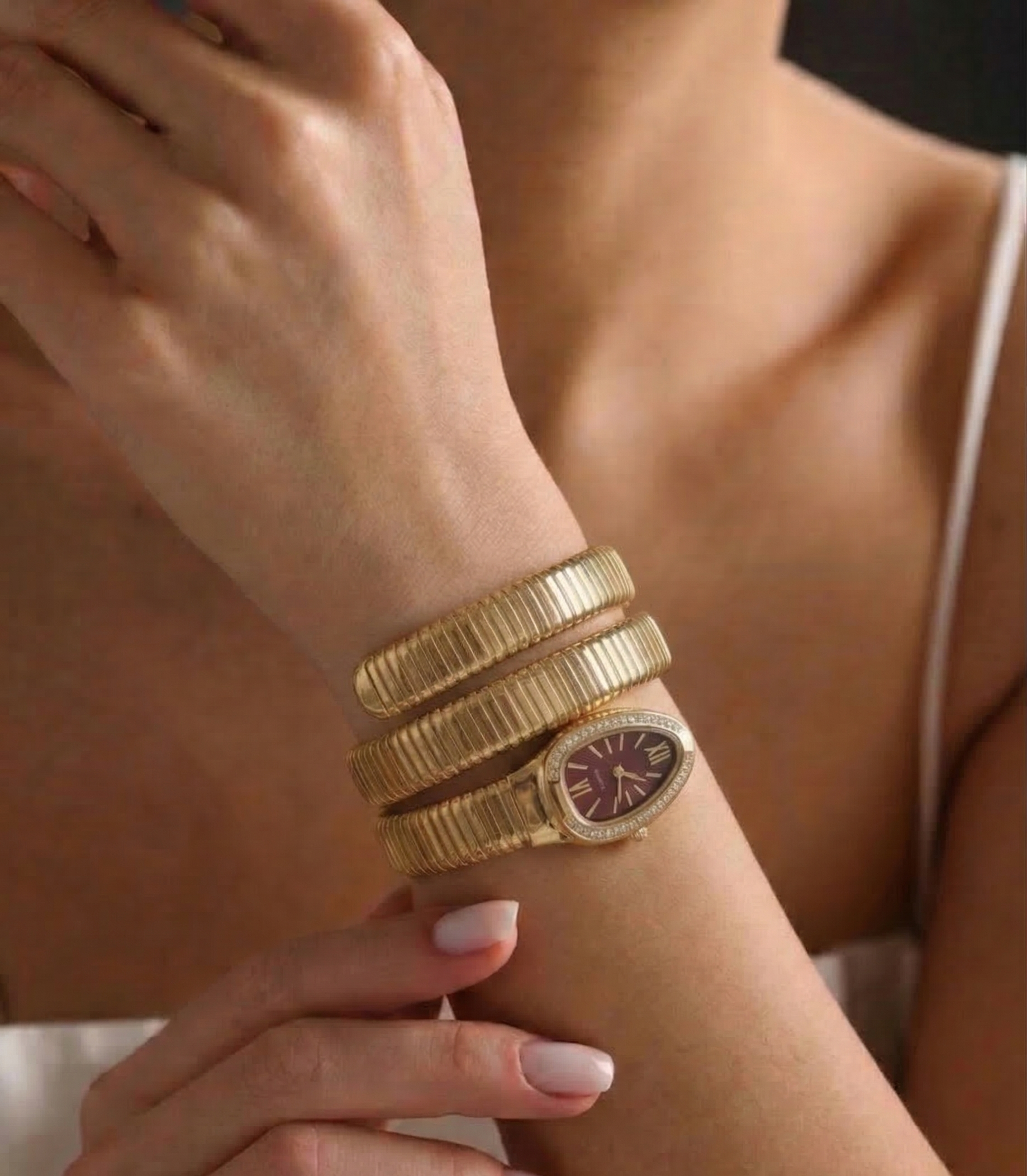 Snake Style Gold Bracelet Watch