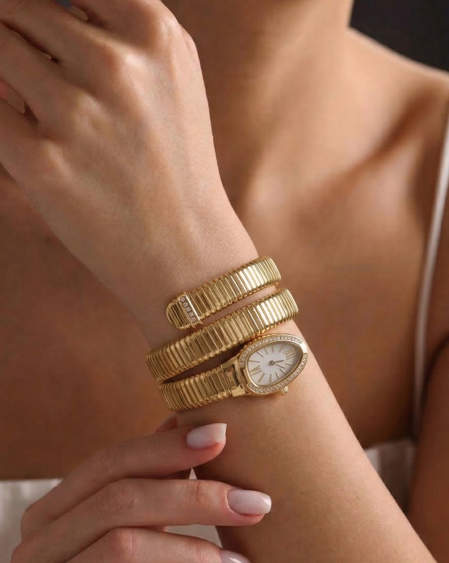 Golden Snake Wrap Bracelet Watch