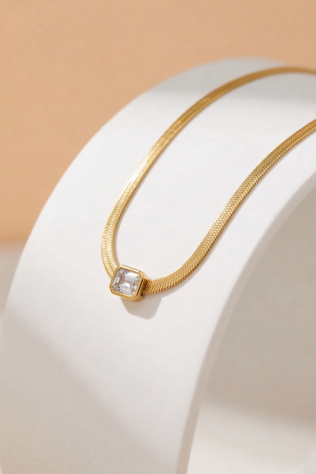 Classic Herringbone Crystal Chain Pendant