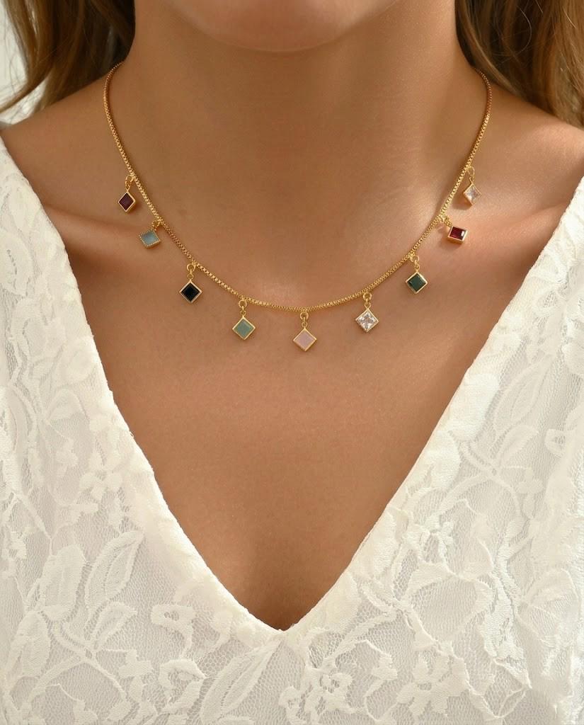 Gem Cascade Necklace - CHEXE LIFESTYLE PRIVATE LIMITED