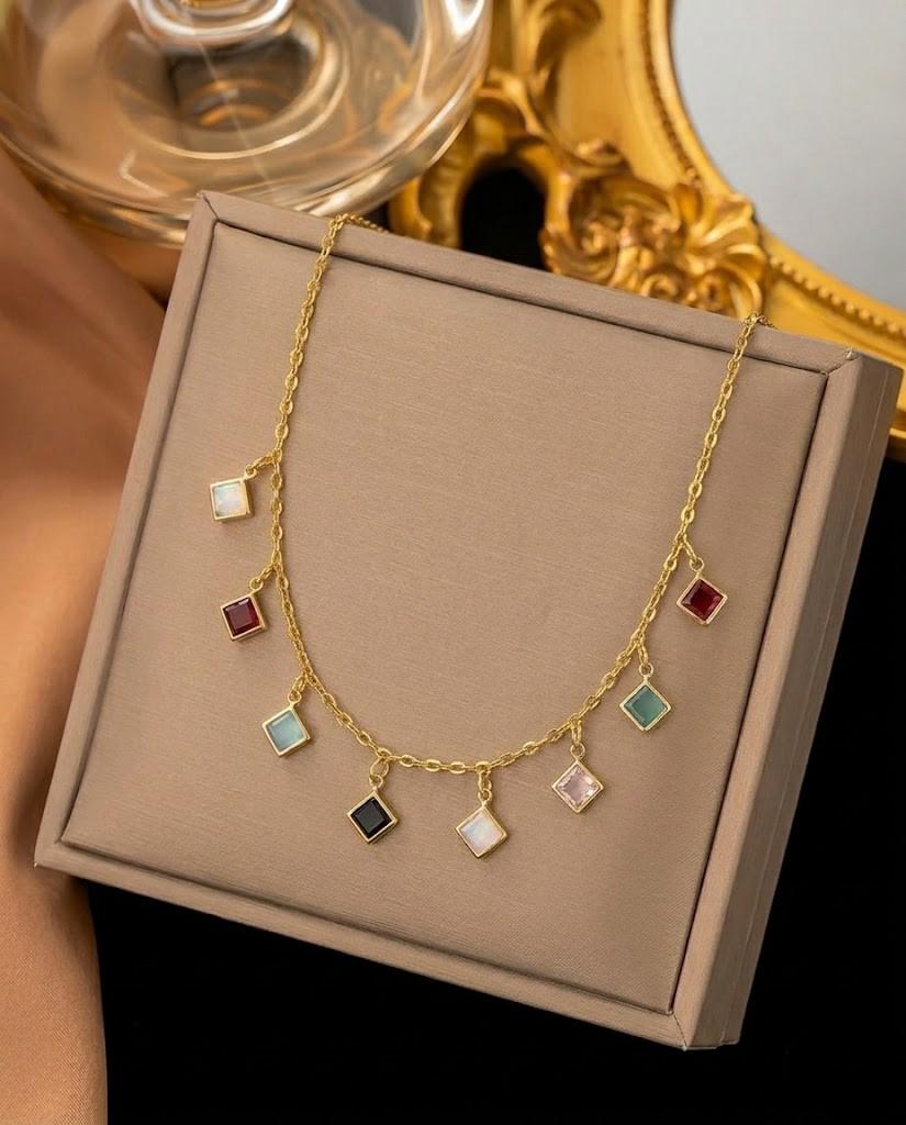 Gem Cascade Necklace - CHEXE LIFESTYLE PRIVATE LIMITED