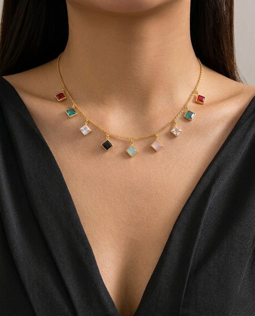 Gem Cascade Necklace - CHEXE LIFESTYLE PRIVATE LIMITED